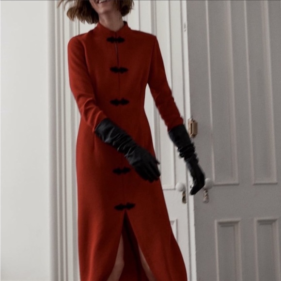 💃🏼NEW ZARA ORIENTAL TOGGLE DRESS IN RED 💃🏼 - Picture 7 of 9